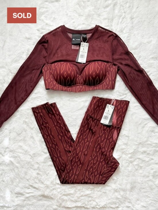 IVY PARK Pants - NWT Adidas x Ivy Park Monogram Crop Top & Sheer Panel Tights, L